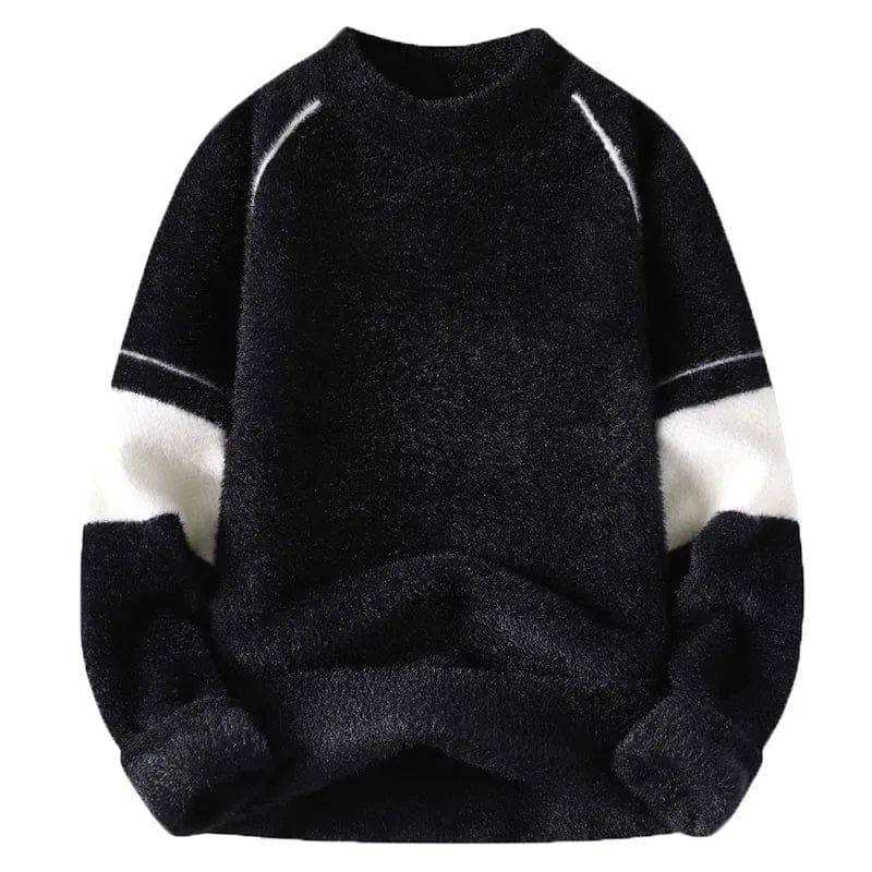 FUZILA SWEAT BLACK AND WHITE FUZZY SWEATER FOR VERSATILE STYLING