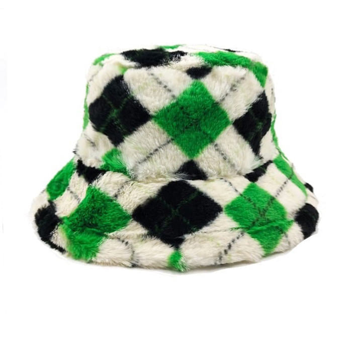 FUZZY ARGYLE BUCKET HAT FOR MEN AND WOMEN