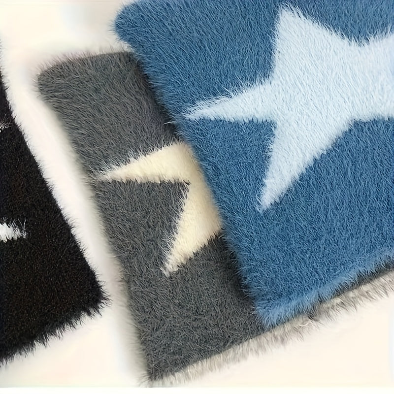 FUZZY CAT EARS BEANIE WITH GRAY AND WHITE DESIGN