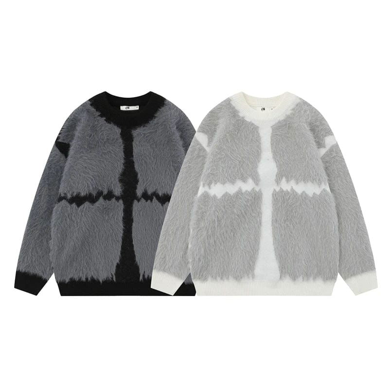 FUZZY SWEATER - GRAY AND BLACK SWEAT MINK FOR ULTIMATE COMFORT