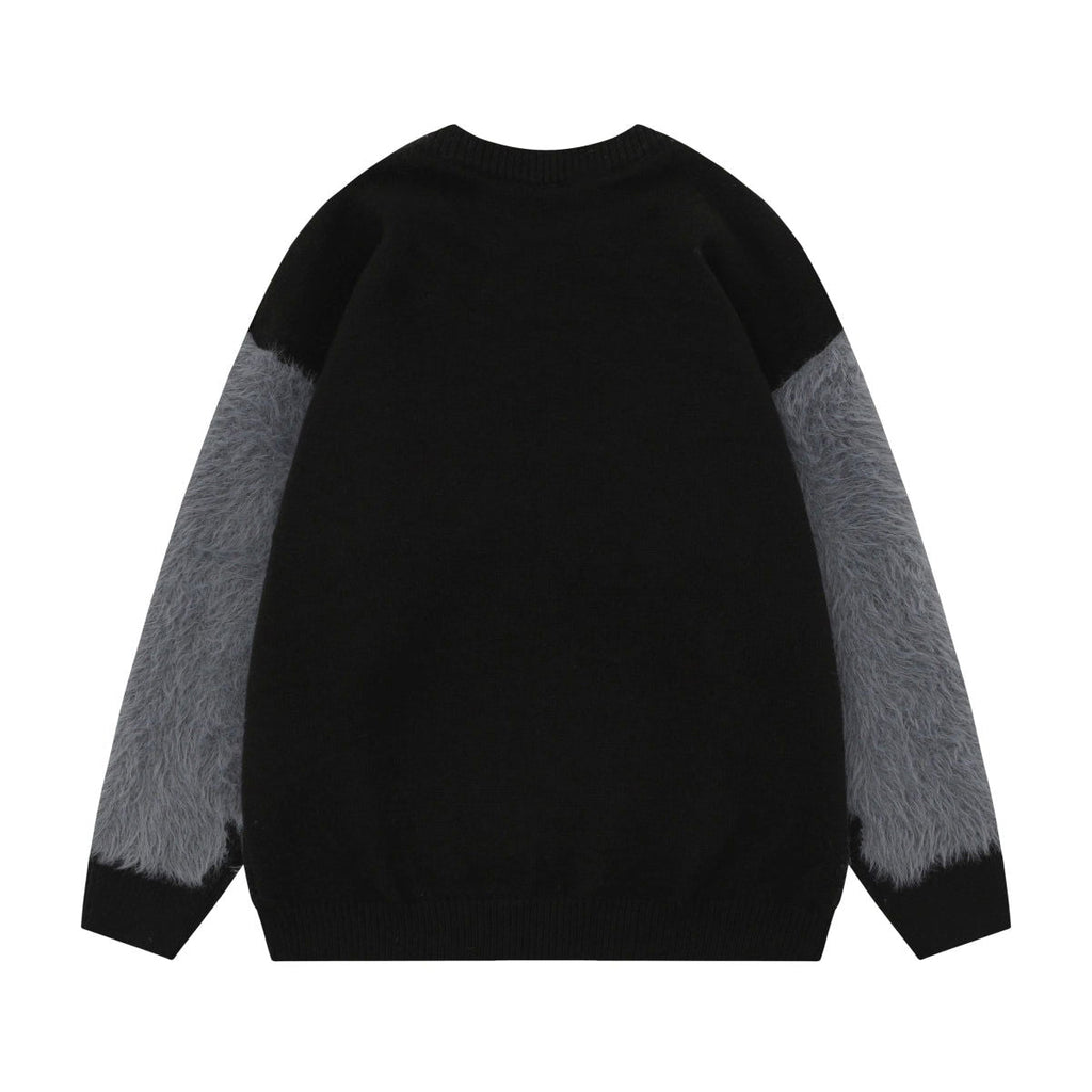 FUZZY SWEATER - GRAY AND BLACK SWEAT MINK FOR ULTIMATE COMFORT