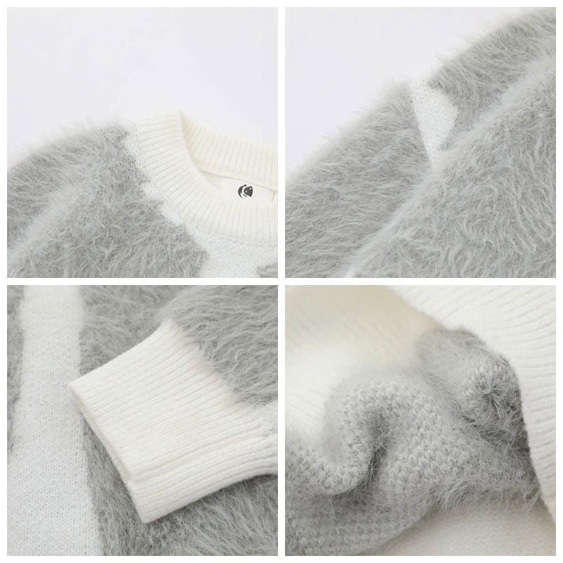 FUZZY SWEATER - GRAY AND BLACK SWEAT MINK FOR ULTIMATE COMFORT