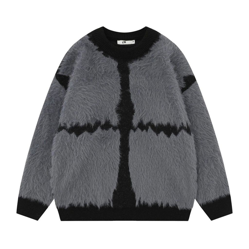 FUZZY SWEATER - GRAY AND BLACK SWEAT MINK FOR ULTIMATE COMFORT