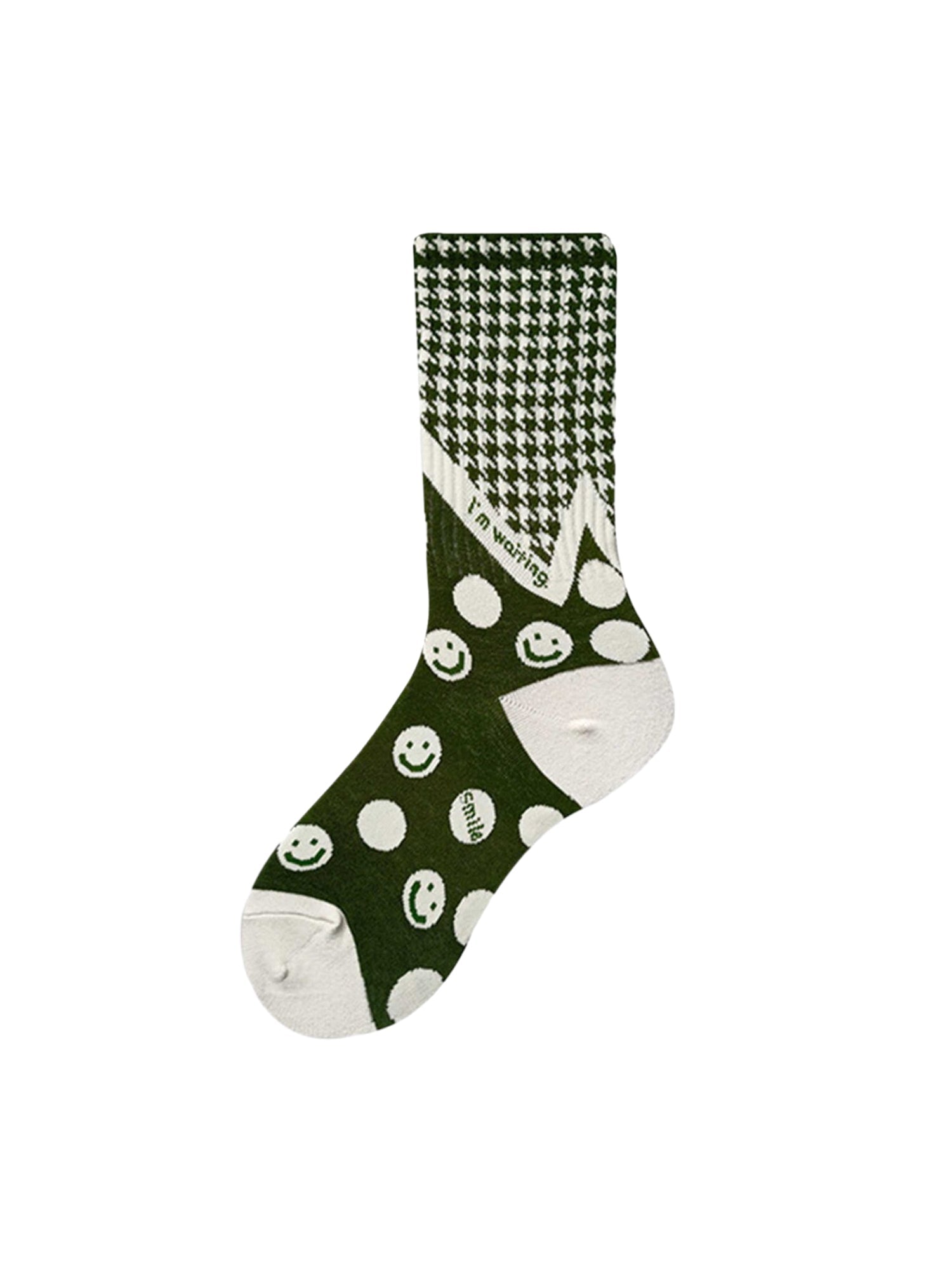 GENDER NEUTRAL COTTON BLEND BLACK SOCKS WITH WHITE SMILEY FACES