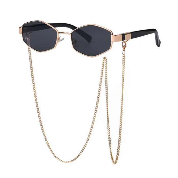 GEOMETRIC SUNGLASSES WITH GOLD CHAIN ACCESSORIES