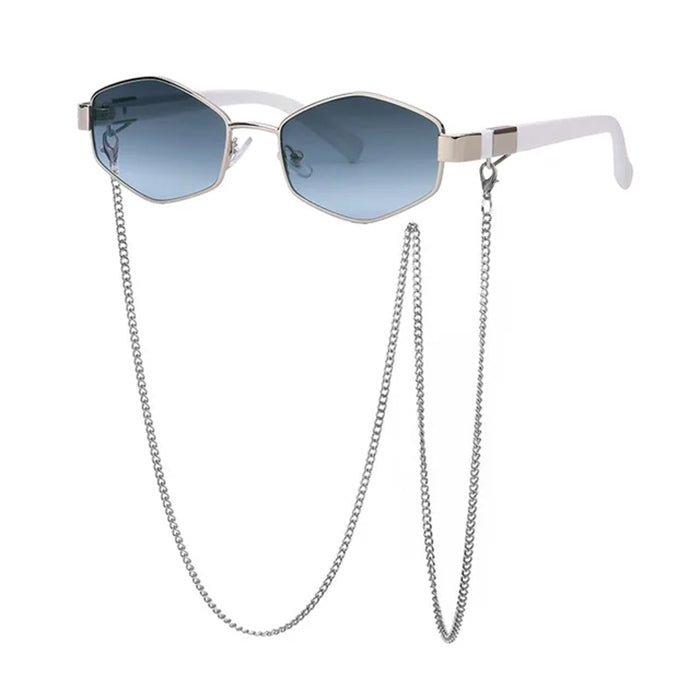 GEOMETRIC SUNGLASSES WITH GOLD CHAIN ACCESSORIES