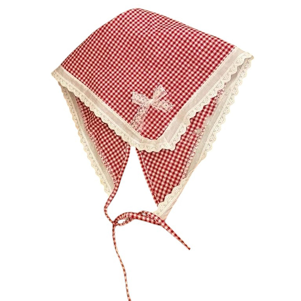 GINGHAM BONNET WITH ADJUSTABLE TIE STRAPS