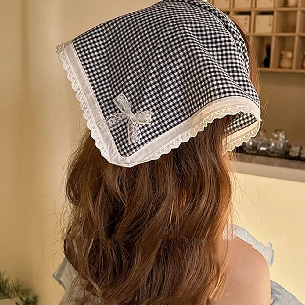 GINGHAM BONNET WITH ADJUSTABLE TIE STRAPS