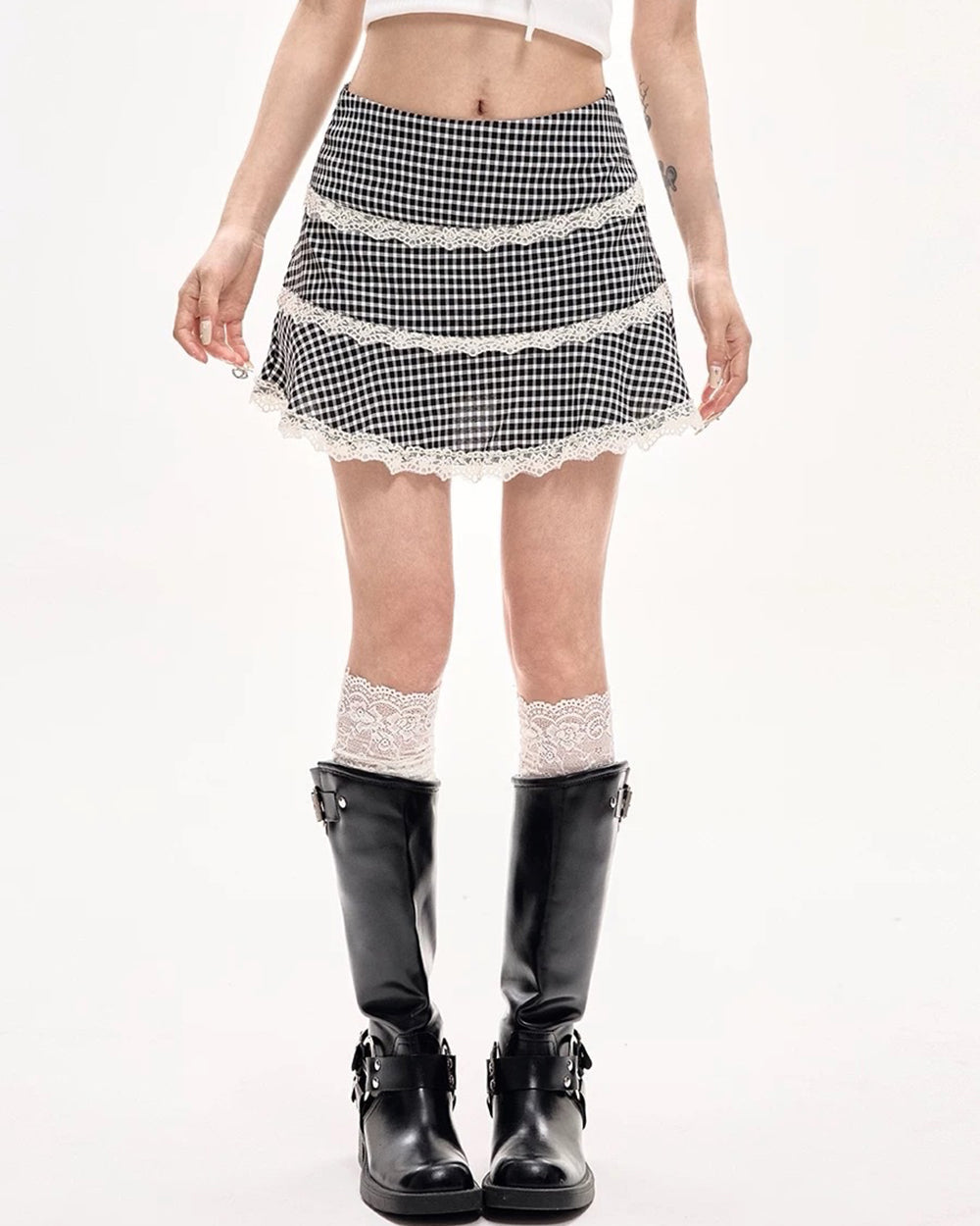 GINGHAM PICNIC MINI SKIRT CHARMING GINGHAM RUFFLE