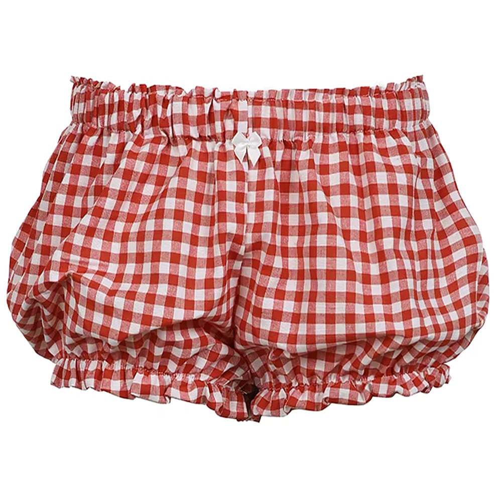 GINGHAM SHORTS RED WHITE CHECK PRINT VINTAGE-INSPIRED GINGHAM