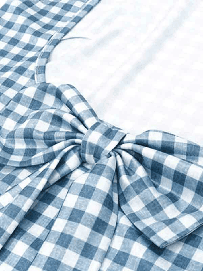 GINGHAM TANK TOP WITH ROUND NECK AND SLIM FIT