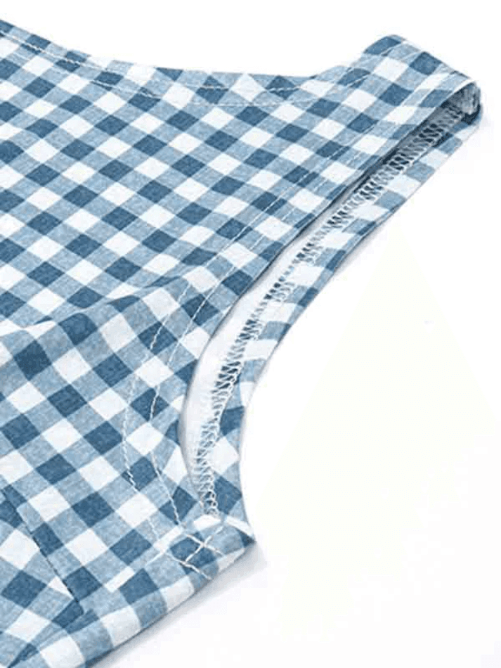 GINGHAM TANK TOP WITH ROUND NECK AND SLIM FIT