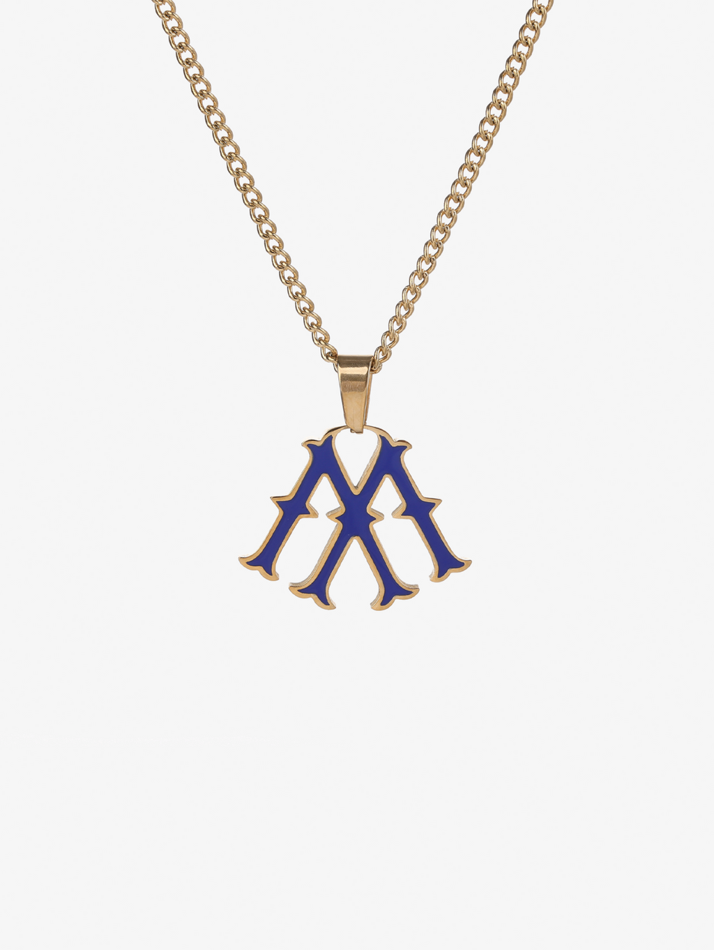 GOLD CHAIN NECKLACE WITH BLUE LETTER PENDANT 18K GOLD PLATING