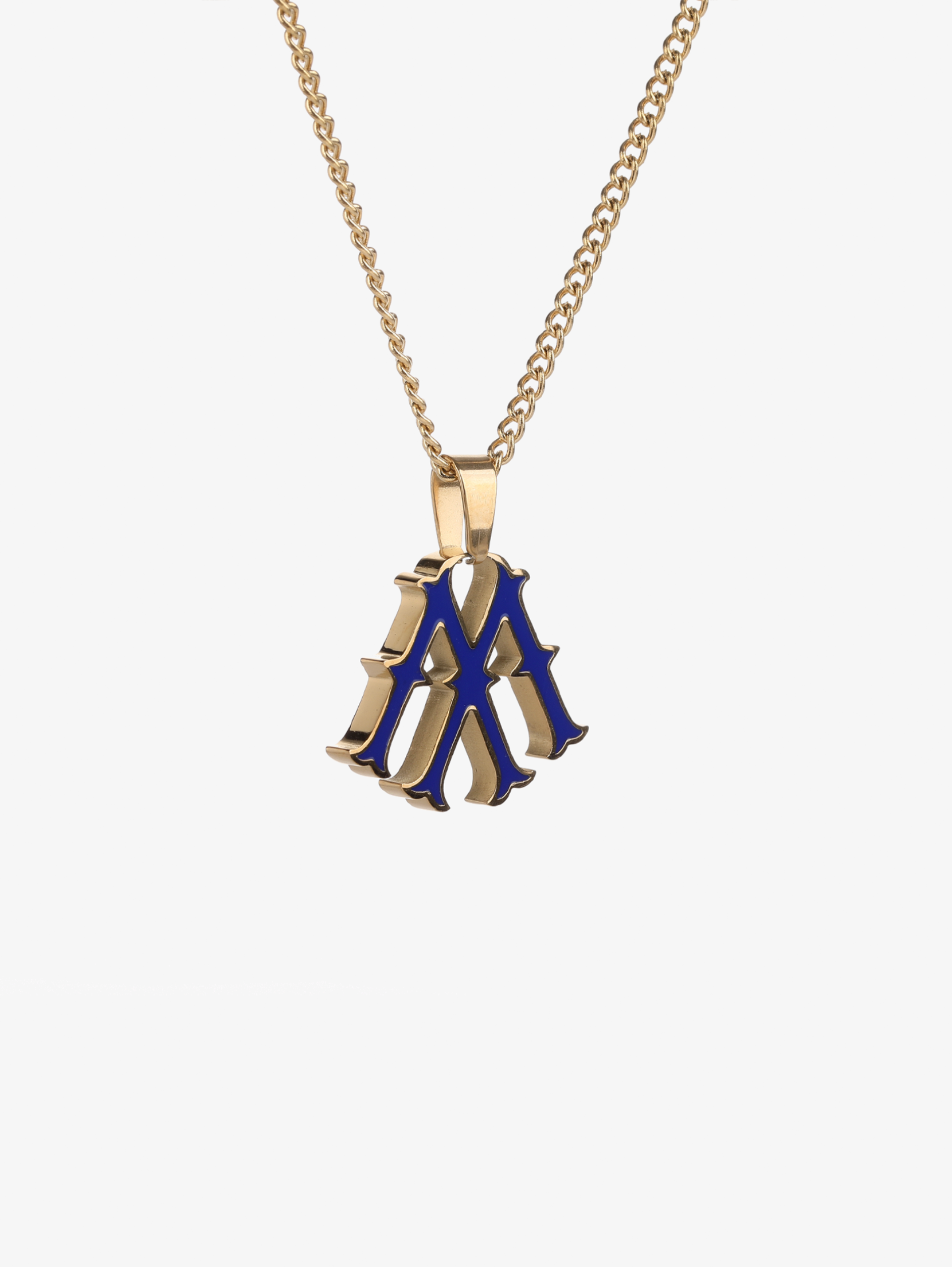 GOLD CHAIN NECKLACE WITH BLUE LETTER PENDANT 18K GOLD PLATING