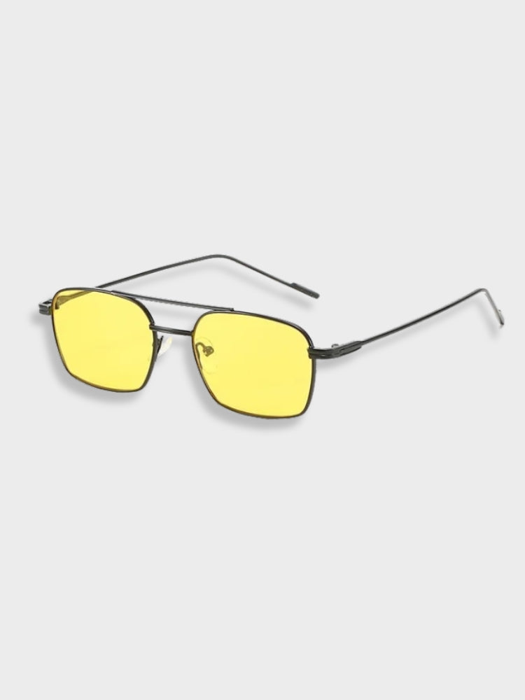 GOLD-FRAMED PILOT GLASSES AMBRI WITH YELLOW LENSES FOR AVIATION ENTHUSIASTS