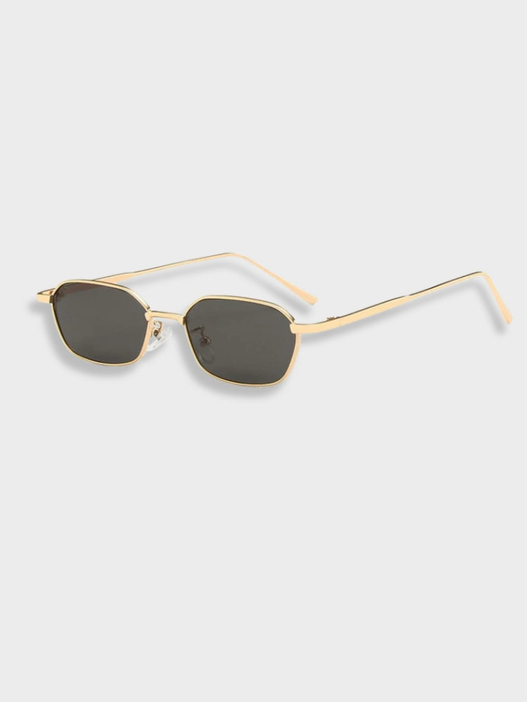 GOLD-FRAMED SUNGLASSES WITH DARK LENSES RETRO SQUARE GLASSES CYBER Y2K