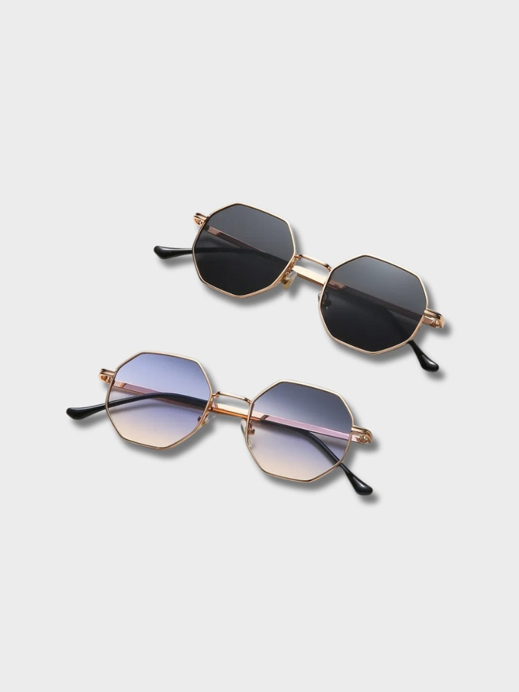 GOLD-RIMMED OCTAGONAL SUNGLASSES BUNDLE OF TWO PAIRS FASHION ACCESSORIES