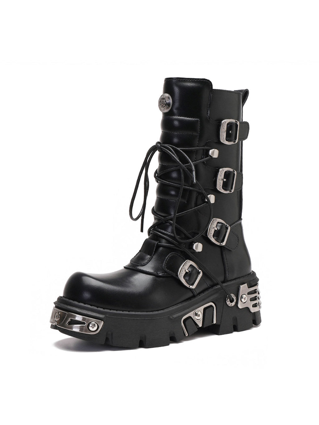 GOTHIC PLATFORM BOOTS WITH ROUND TOE RUBBER OUTSOLE