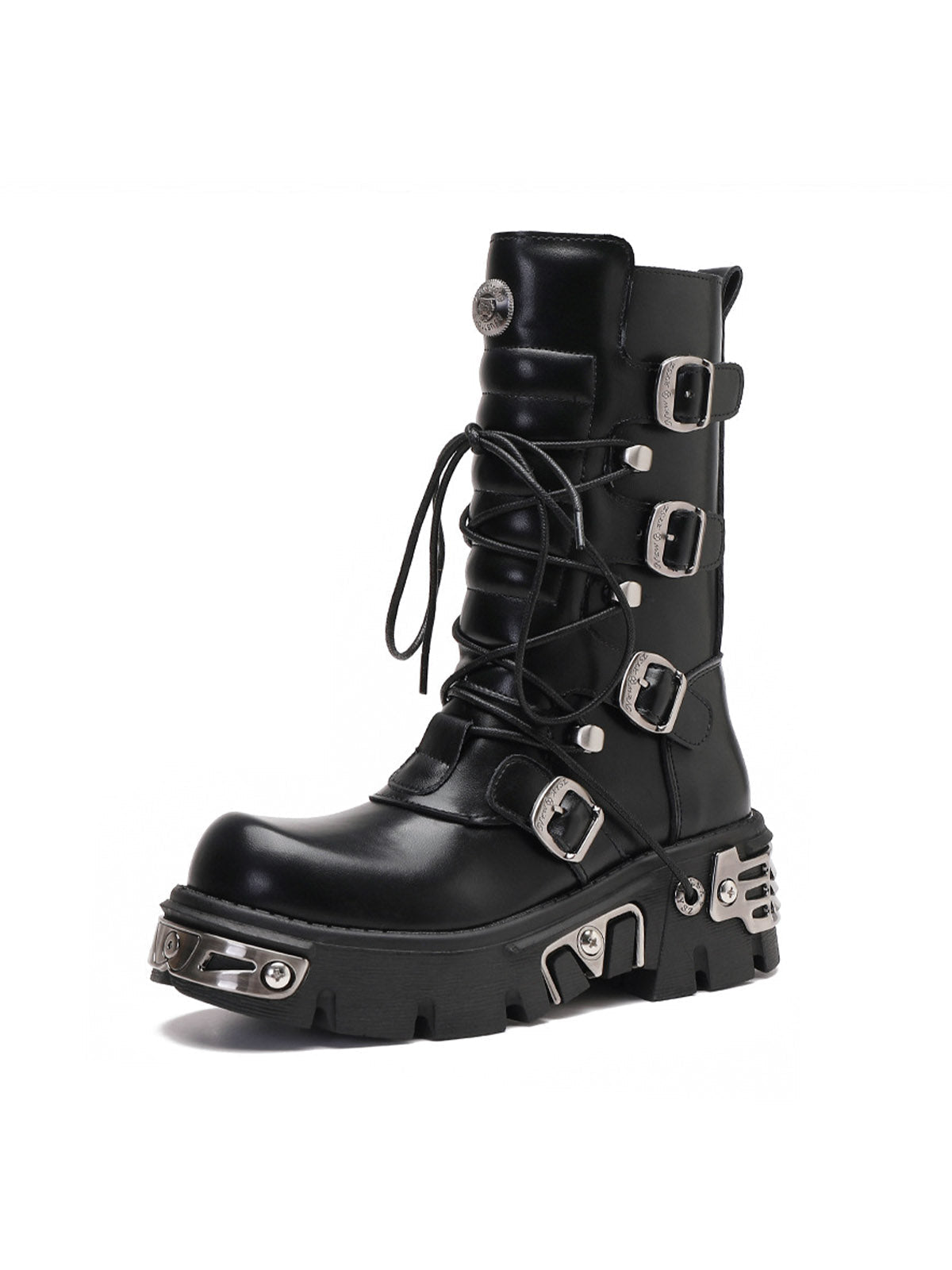 GOTHIC PLATFORM BOOTS WITH ROUND TOE RUBBER OUTSOLE