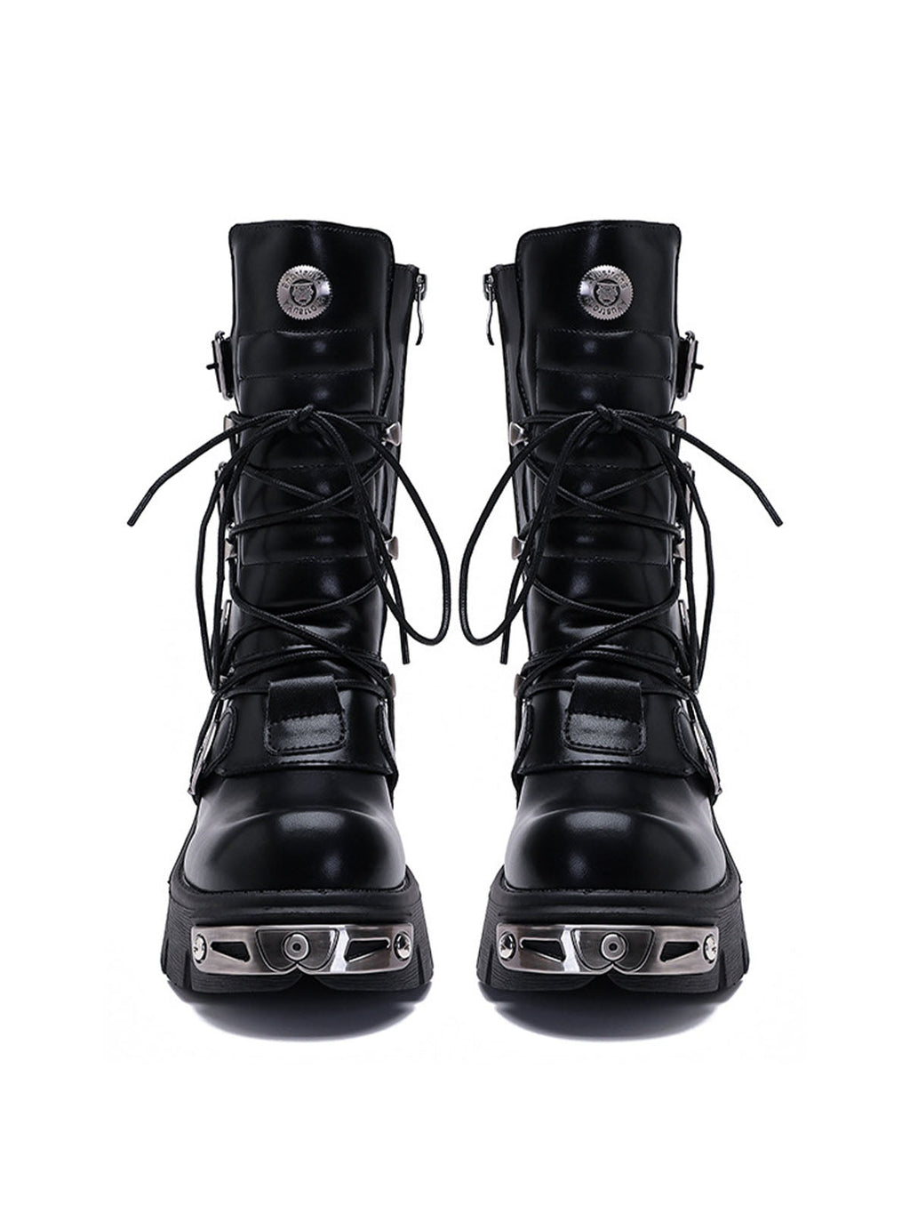 GOTHIC PLATFORM BOOTS WITH ROUND TOE RUBBER OUTSOLE