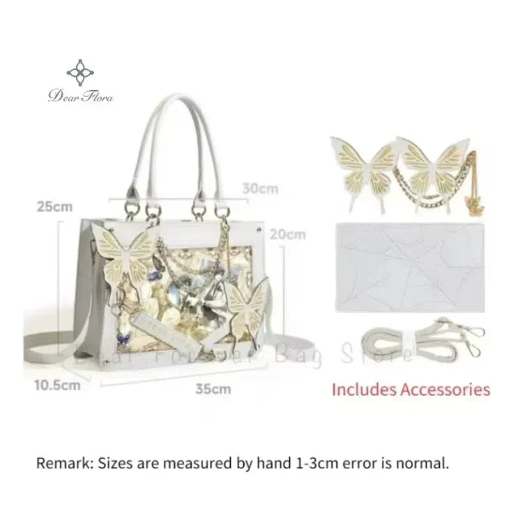 GOTHIC SHOULDER BAG BLACK BUTTERFLY DESIGN GOTHIC SHOULDER BAG