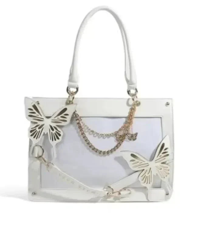 GOTHIC SHOULDER BAG BLACK BUTTERFLY DESIGN GOTHIC SHOULDER BAG