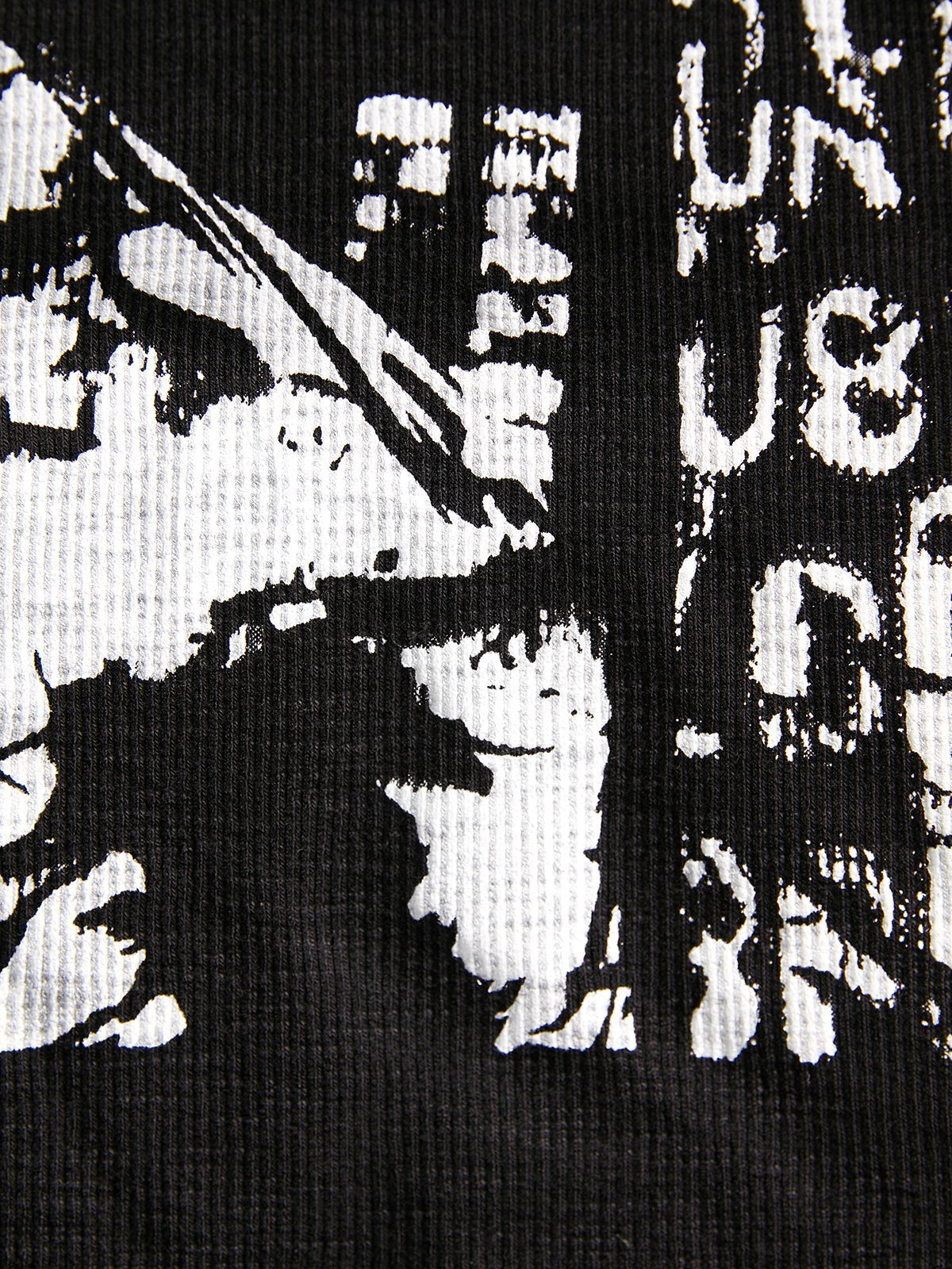 GRAPHIC LONG-SLEEVE CROP TOP WITH COTTON DESIGN