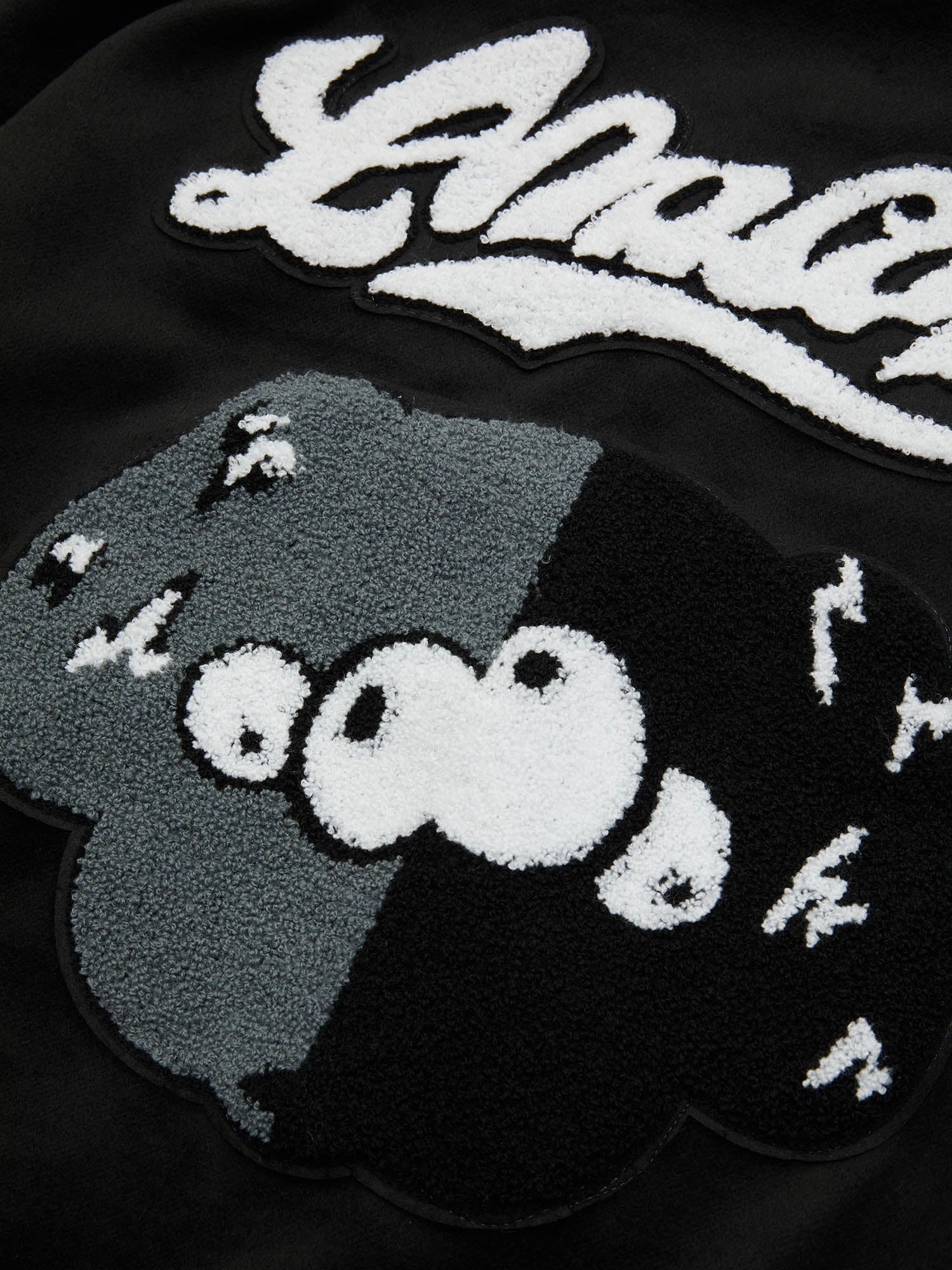 GRAPHIC-PRINT VARSITY JACKET WITH BASEBALL COLLAR AND LONG SLEEVE DESIGN