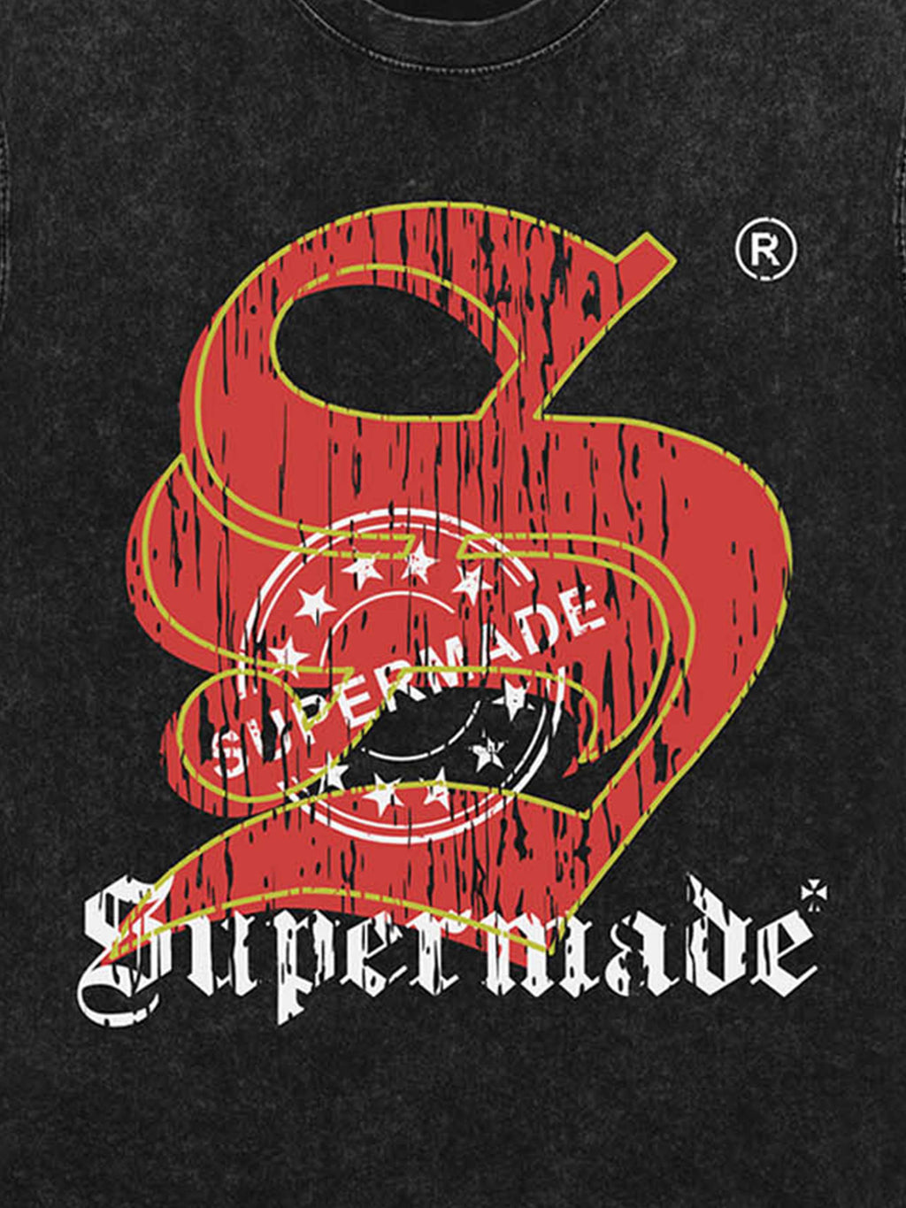 GRAPHIC T-SHIRT BLACK DISTRESSED STAMPED DESIGN