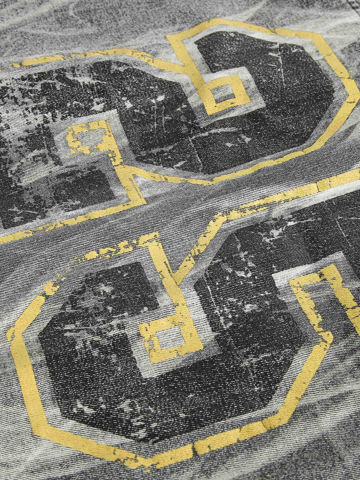 GRAY ACID-WASH DENIM JACKET WITH LOOSE FIT AND LONG SLEEVE DESIGN