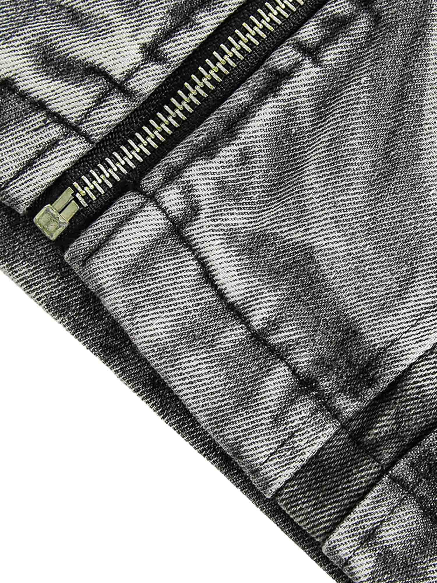 GRAY ACID-WASH DENIM JACKET WITH LOOSE FIT AND LONG SLEEVE DESIGN