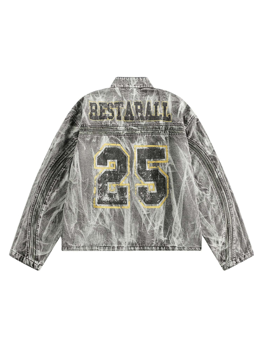 GRAY ACID-WASH DENIM JACKET WITH LOOSE FIT AND LONG SLEEVE DESIGN
