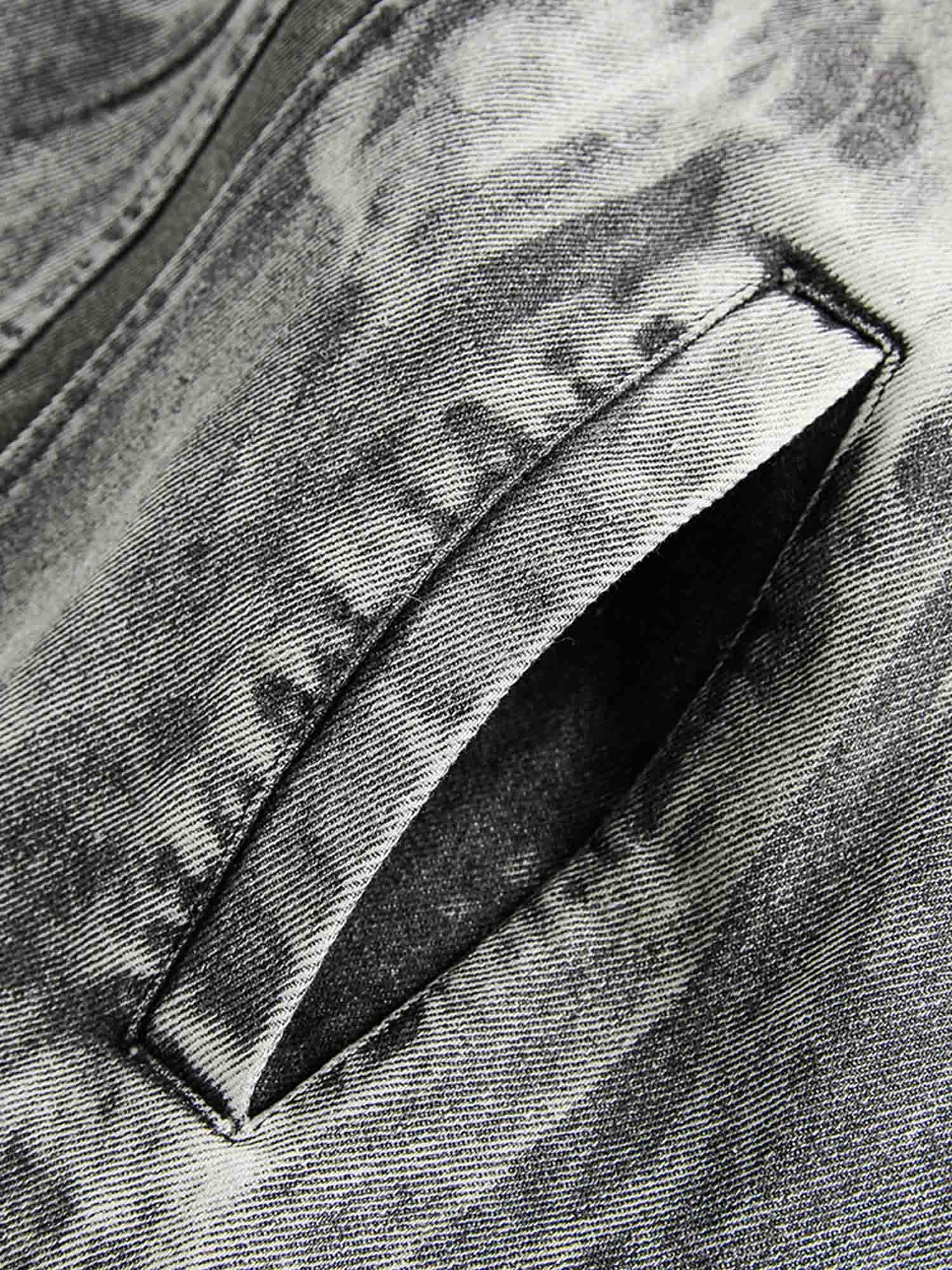 GRAY ACID-WASH DENIM JACKET WITH LOOSE FIT AND LONG SLEEVE DESIGN