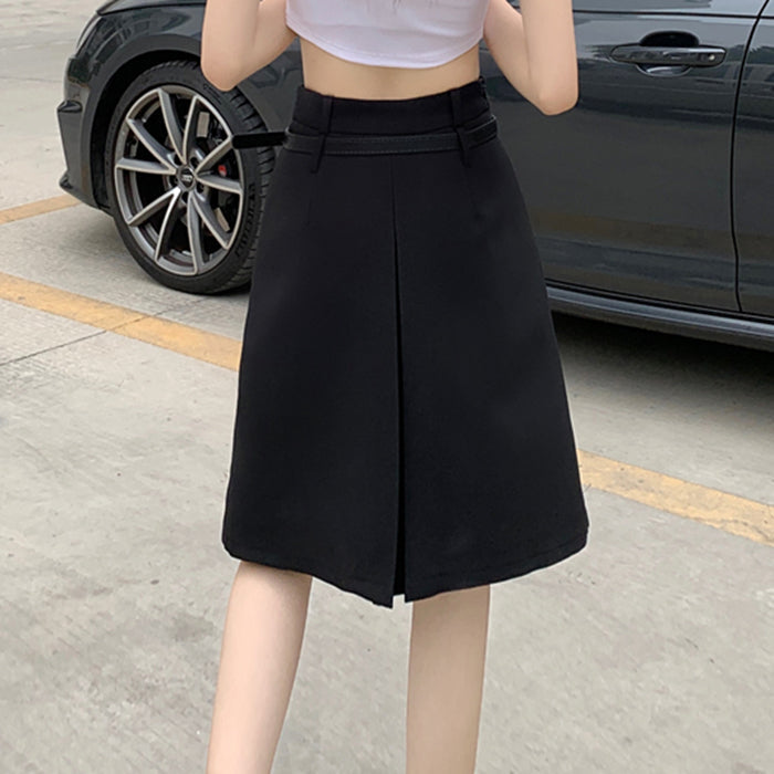 GRAY ADELE MIDI PLEATED SKIRT