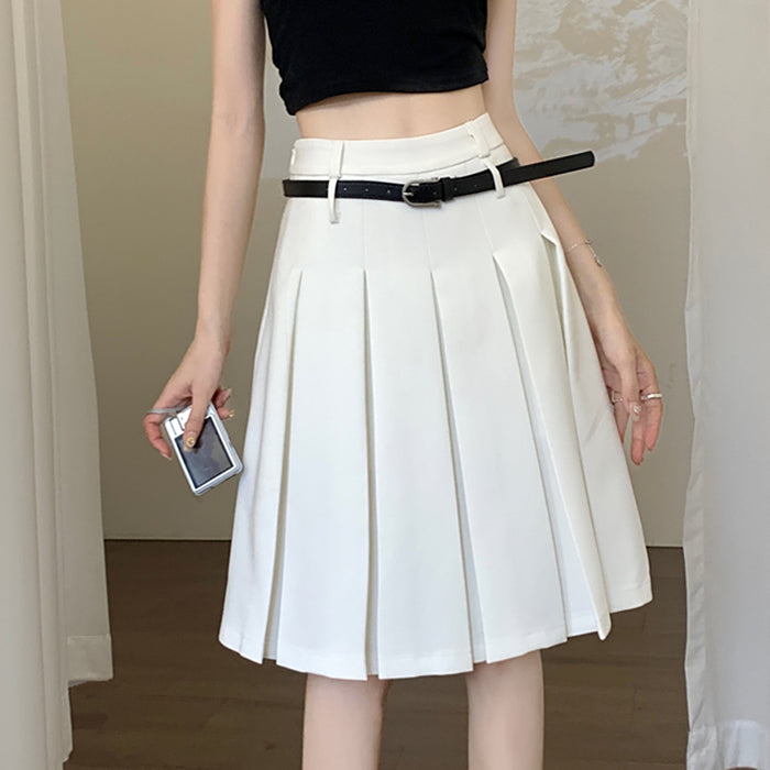 GRAY ADELE MIDI PLEATED SKIRT
