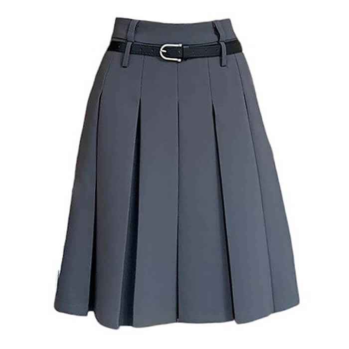 GRAY ADELE MIDI PLEATED SKIRT