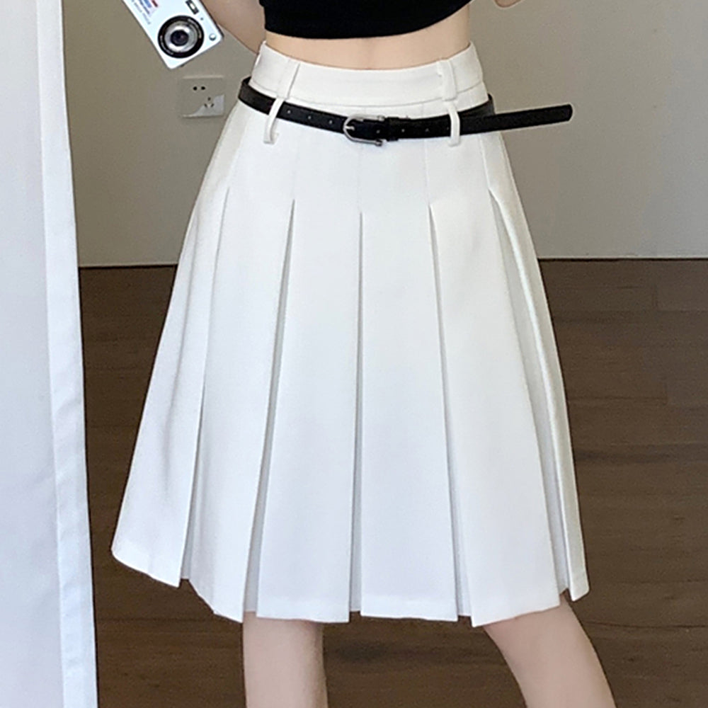 GRAY ADELE MIDI PLEATED SKIRT
