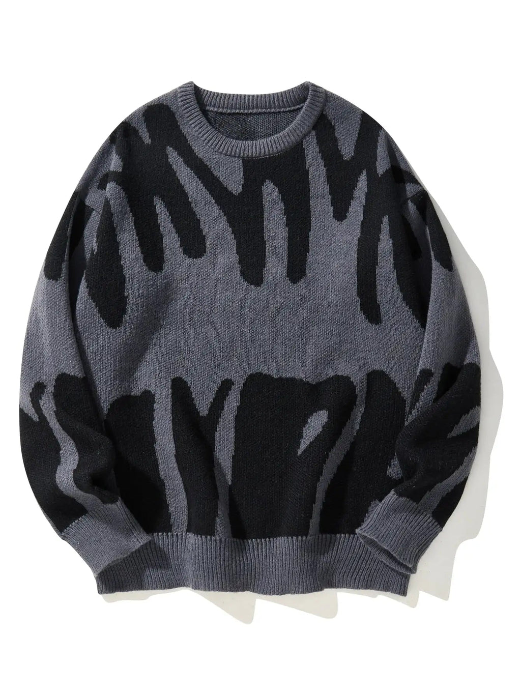 GRAY AND BLACK PATTERNED SWEATER SHADOWS Y2K-INSPIRED DESIGN