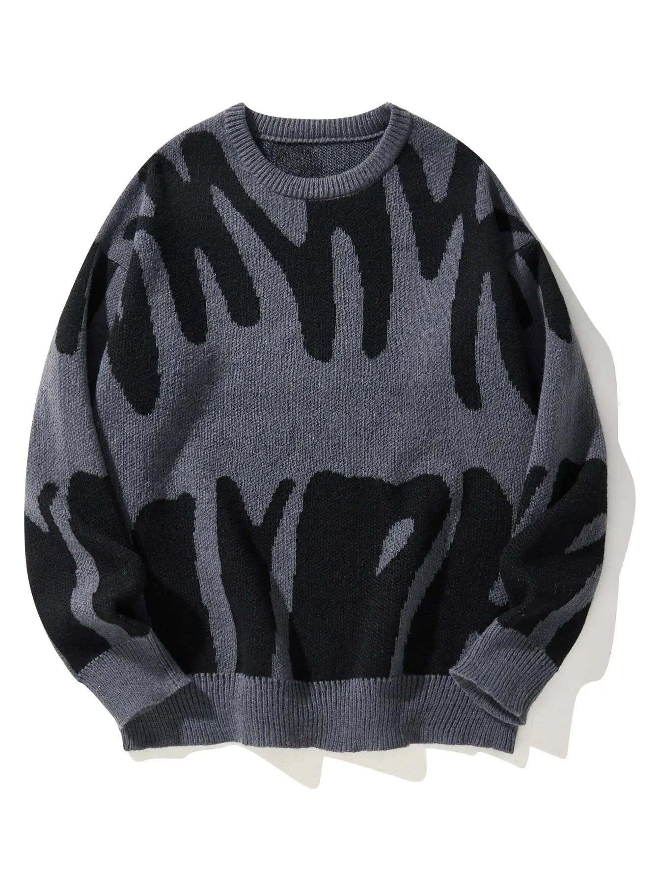 GRAY AND BLACK PATTERNED SWEATER SHADOWS Y2K-INSPIRED DESIGN