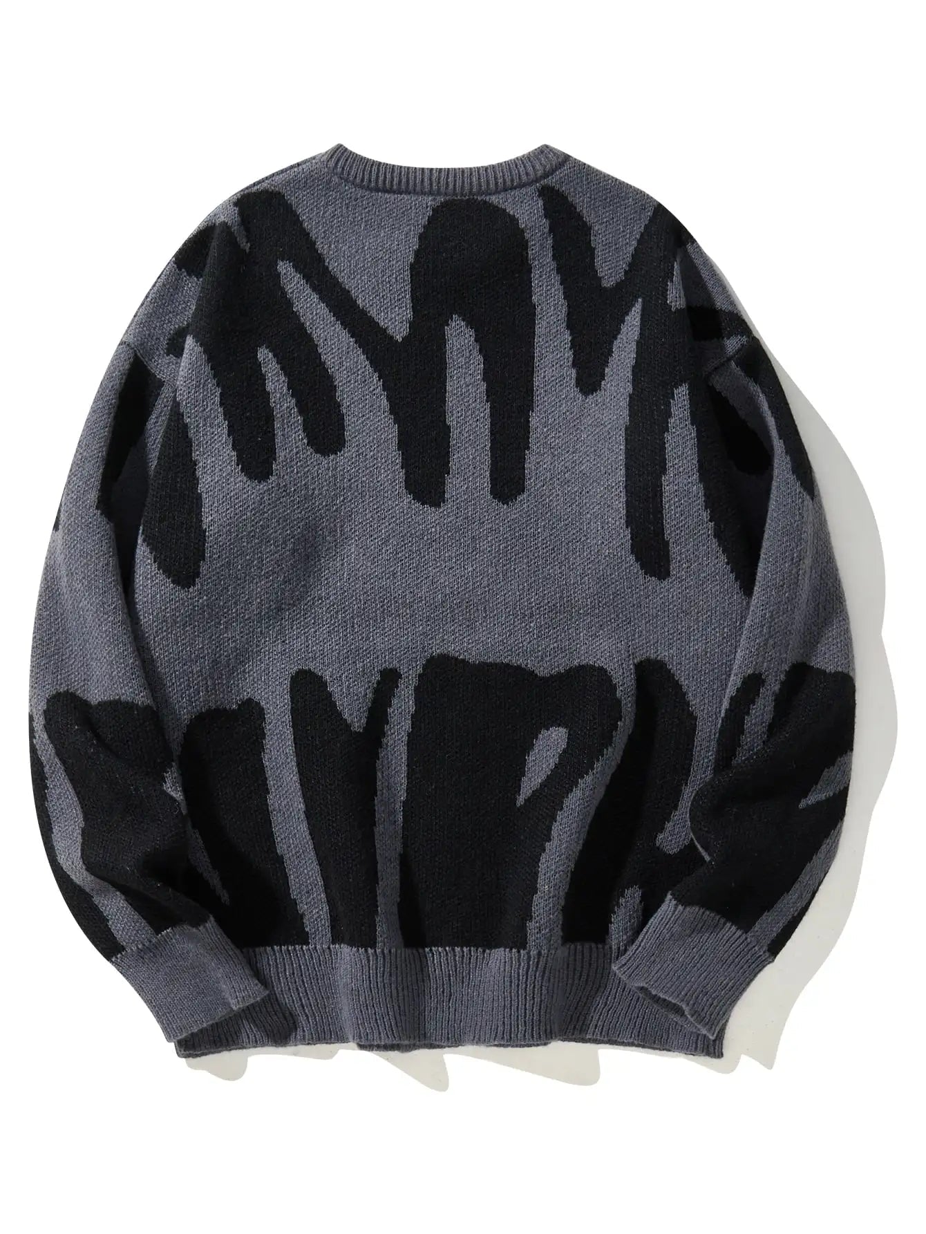 GRAY AND BLACK PATTERNED SWEATER SHADOWS Y2K-INSPIRED DESIGN
