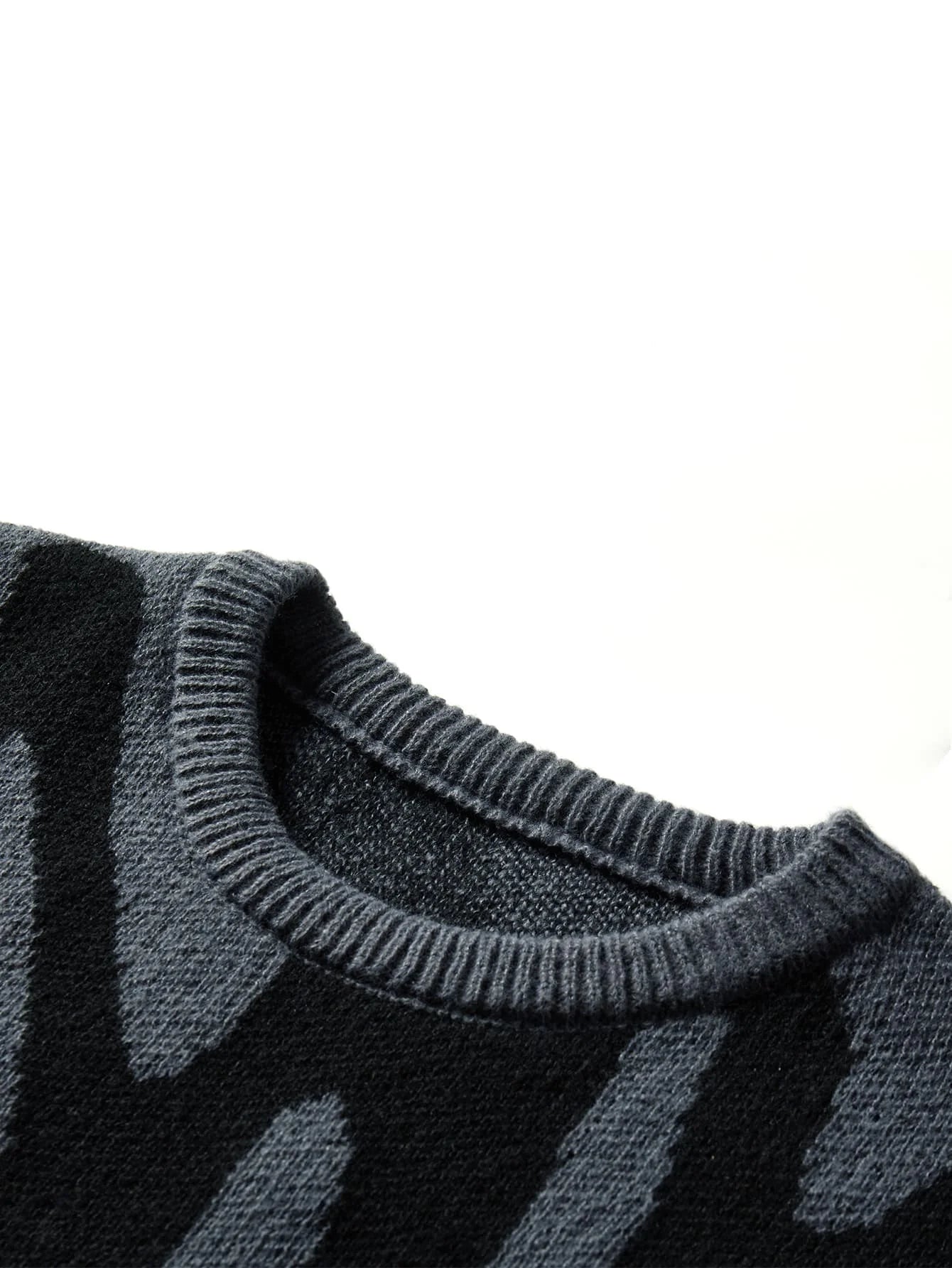 GRAY AND BLACK PATTERNED SWEATER SHADOWS Y2K-INSPIRED DESIGN