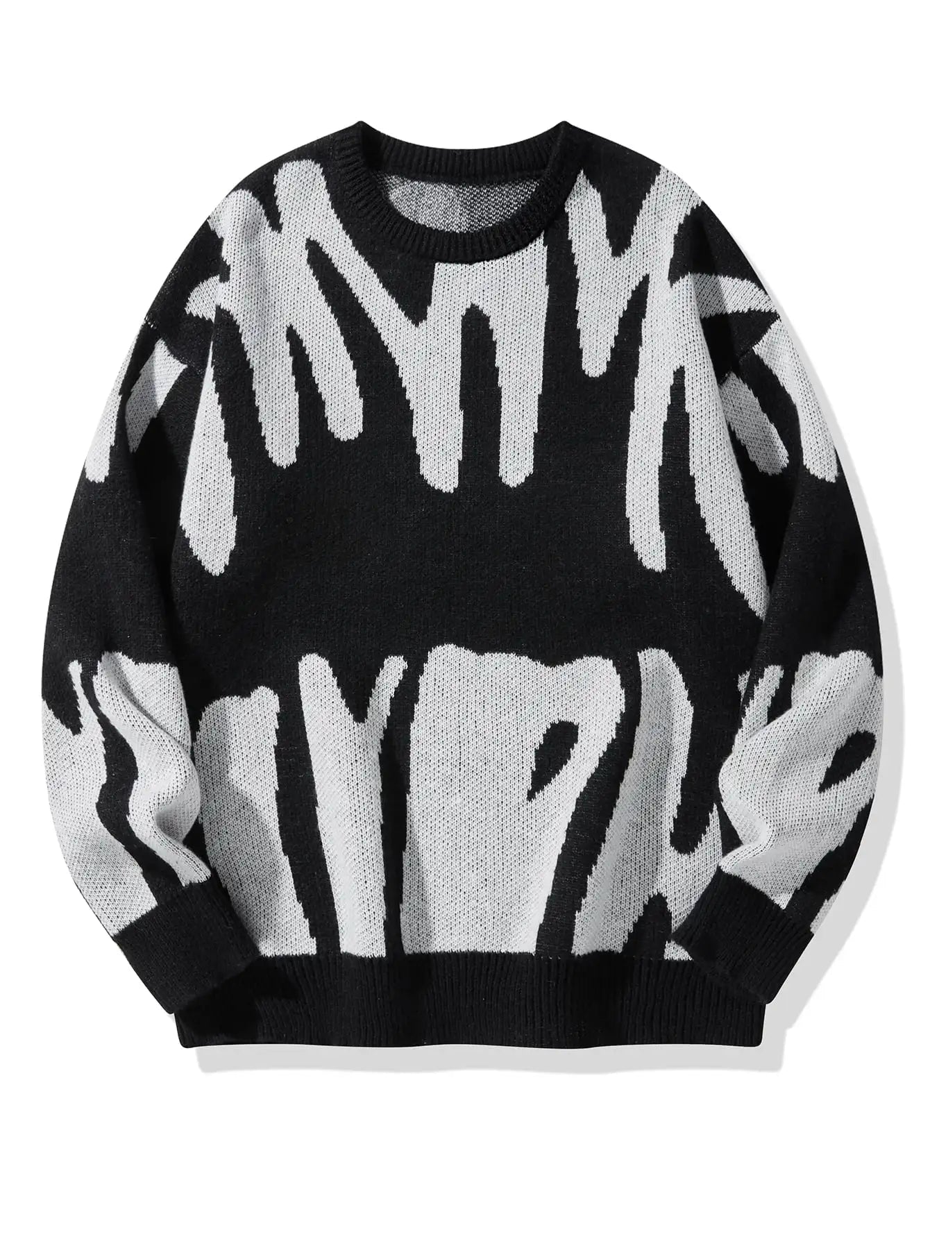 GRAY AND BLACK PATTERNED SWEATER SHADOWS Y2K-INSPIRED DESIGN