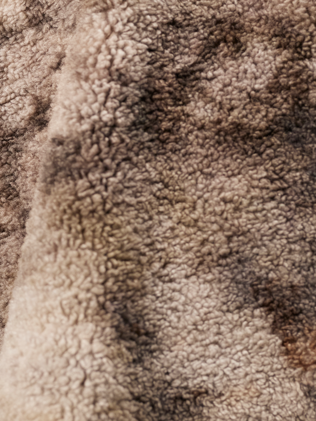 GRAY AND BLACK TIE-DYE FAUX FUR PULLOVER OVERSIZED DROPPED SHOULDER