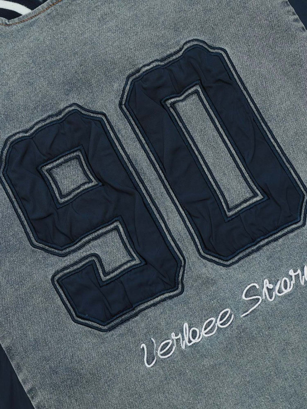 GRAY AND BLUE JERSEY SHIRT WITH 90 PRINT DESIGN SHORT SLEEVES