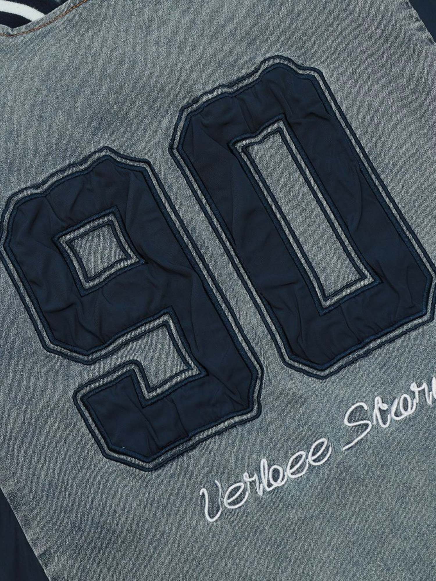 GRAY AND BLUE JERSEY SHIRT WITH 90 PRINT DESIGN SHORT SLEEVES