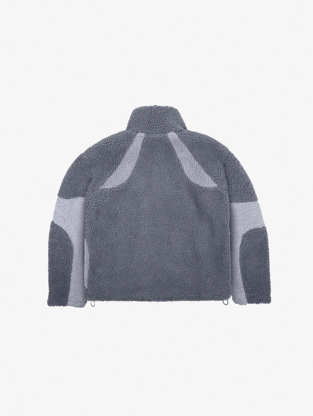 GRAY AND WHITE FLEECE JACKET WITH OVERSIZED DROPPED SHOULDER DESIGN