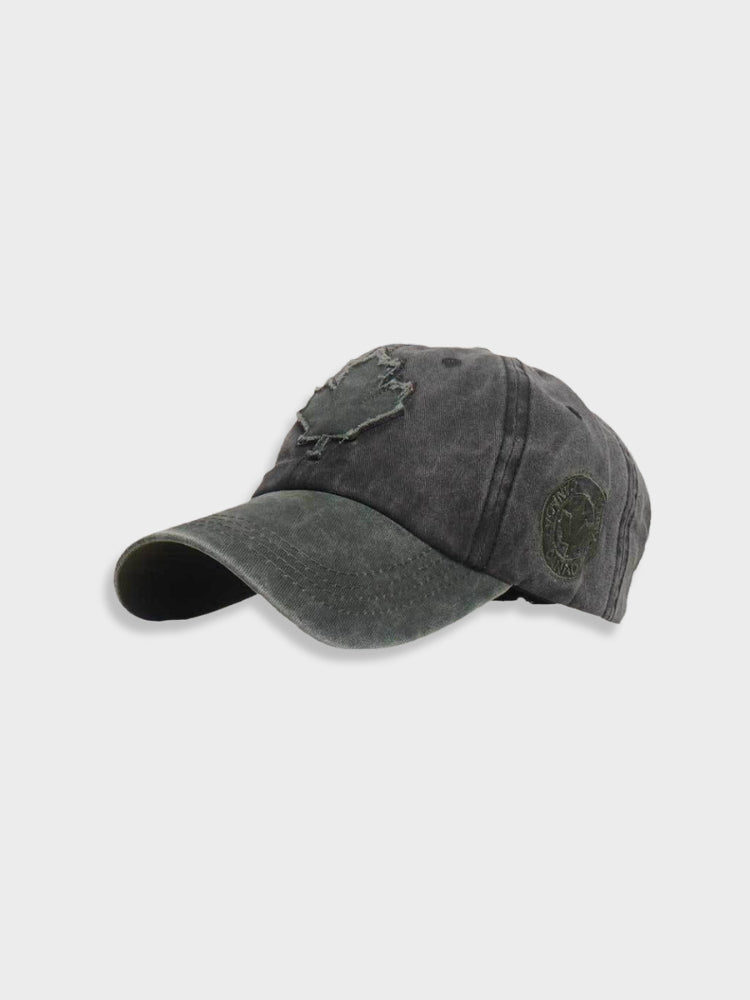 GRAY BASEBALL CAP WITH MAPLE LEAF FOR COLD WEATHER PROTECTION