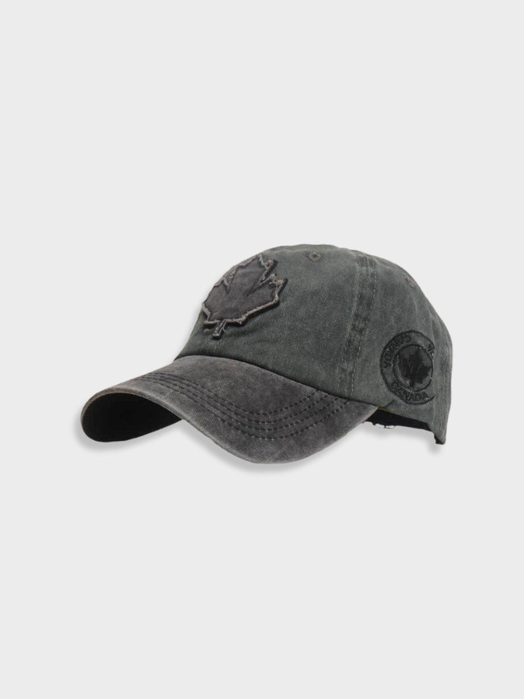 GRAY BASEBALL CAP WITH MAPLE LEAF FOR COLD WEATHER PROTECTION