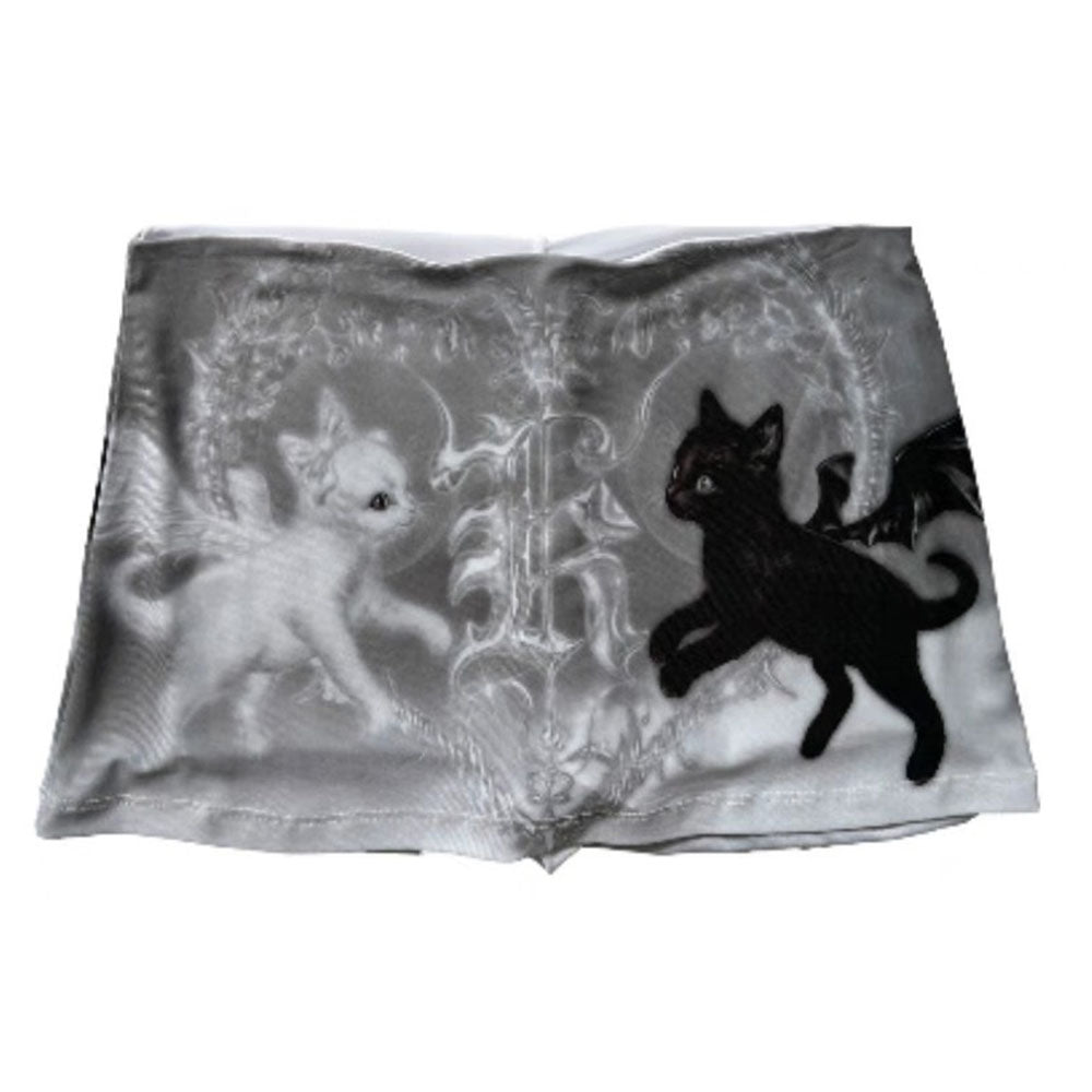 GRAY BLACK CAT MINI SKIRT
