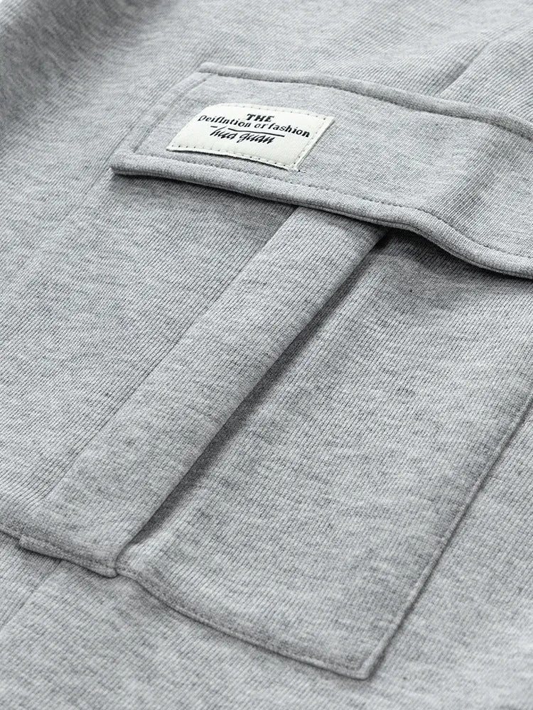 GRAY CARGO SWEATPANTS COMFORTABLE COTTON BLEND PANTS